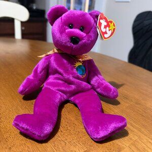 TY BEANIE BABY MILLENNIUM BEAR 1999 PURPLE WITH TAG Y2K COLLECTIBLE